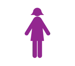 Simplistic illustration of a woman; she is purple.